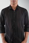 Shop_HeSpoke_Black Premium Cotton Blend Striped Blind Seer Shirt  _Online_at_Aza_Fashions