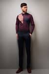 Buy_HeSpoke_Purple Premium Cotton Blend Solid Brick Stone Color Block Shirt _at_Aza_Fashions