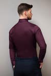 Shop_HeSpoke_Purple Premium Cotton Blend Solid Brick Stone Color Block Shirt _at_Aza_Fashions