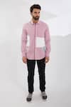 Buy Pink 100% Pure Cotton Solid Cameo Color Block Shirt For Men by ...