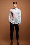 Buy_HeSpoke_White Premium Cotton Blend Solid Theory Blocked Shirt  _at_Aza_Fashions