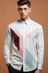 HeSpoke_White Premium Cotton Blend Solid Theory Blocked Shirt  _Online_at_Aza_Fashions