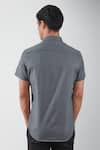 Shop_HeSpoke_Grey Premium Cotton Blend Solid Dagger Like Color Block Shirt _at_Aza_Fashions