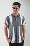 HeSpoke_Grey Premium Cotton Blend Solid Dagger Like Color Block Shirt _Online_at_Aza_Fashions