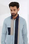 Shop_HeSpoke_Blue 100% Pure Cotton Solid Double-o-patch Color Block Shirt  _Online_at_Aza_Fashions