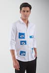 HeSpoke_White Premium Cotton Blend Printed Eyes Out Shirt _Online_at_Aza_Fashions