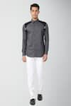 Buy_HeSpoke_Grey 100% Pure Cotton Plain Twinbuckle Solid Shirt _at_Aza_Fashions