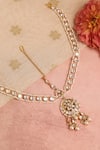 Shop_Curio Cottage_Gold Plated Kundan Lotus Bloom Mathapatti _at_Aza_Fashions