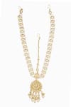 Curio Cottage_Gold Plated Kundan Lotus Bloom Mathapatti _Online_at_Aza_Fashions