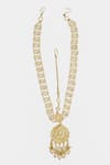 Buy_Curio Cottage_Gold Plated Kundan Lotus Bloom Mathapatti _Online_at_Aza_Fashions