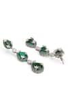 Shop_Curio Cottage_Green Cubic Zirconia Emerald Droplet Necklace Set _Online_at_Aza_Fashions