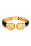 Shop_Curio Cottage_Black Crystals, Stones Enamelled Cubic Zirconia Studded Kada _at_Aza_Fashions