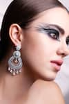 Buy_Curio Cottage_Silver Plated Cubic Zirconia Frosty Sparkle Stone Studded Chandbali Earrings _at_Aza_Fashions