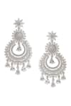 Curio Cottage_Silver Plated Cubic Zirconia Frosty Sparkle Stone Studded Chandbali Earrings _Online_at_Aza_Fashions