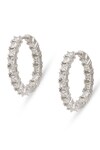 Curio Cottage_Silver Plated Cubic Zirconia Sleek Stone Studded Hoop Earrings_Online_at_Aza_Fashions