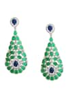 Shop_Curio Cottage_Stones Emerald Ferns Carved Earrings _at_Aza_Fashions