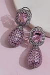 Shop_Curio Cottage_Pink Stones Amethyst Elegance Embellished Earrings _at_Aza_Fashions