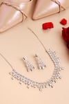 Shop_Curio Cottage_Silver Plated White Stones Shimmer Streaks Necklace Set_at_Aza_Fashions