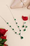 Shop_Curio Cottage_Stones Drop Of Emerald Necklace Set _at_Aza_Fashions