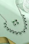 Shop_Curio Cottage_Emerald Cubic Zirconia Stones Scallops Of Necklace Set _at_Aza_Fashions