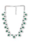 Shop_Curio Cottage_Emerald Cubic Zirconia Stones Scallops Of Necklace Set _Online_at_Aza_Fashions