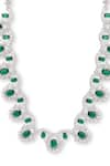 Curio Cottage_Emerald Cubic Zirconia Stones Scallops Of Necklace Set _at_Aza_Fashions