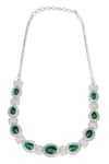 Curio Cottage_Green Cubic Zirconia Cabochons Necklace Set _Online_at_Aza_Fashions