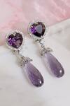 Shop_Curio Cottage_Purple Crystals, Stones Amethyst Drop Embellished Earrings_at_Aza_Fashions