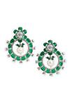 Buy_Curio Cottage_Silver Plated Cubic Zirconia The Emerald Blossom Stone Chandbalis _Online_at_Aza_Fashions