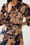 Buy_KoAi_Blue Cotton Silk Printed Floral Collar Jumpsuit _Online_at_Aza_Fashions