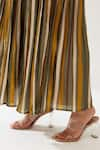 KoAi_Green Cotton Silk Printed Stripe Skirt _at_Aza_Fashions