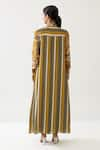 Shop_KoAi_Yellow Cotton Silk Printed Stripe Open Cape _at_Aza_Fashions