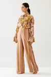 Buy_KoAi_Yellow Cotton Silk Printed Stripe Pant 