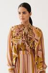 Buy_KoAi_Yellow Chiffon Printed Floral Tie-up Bow Top _Online_at_Aza_Fashions