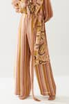 KoAi_Yellow Cotton Silk Printed Stripe Pant _at_Aza_Fashions