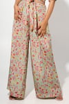 Buy_Megha Pitti_Green Bemberg Crepe Printed Floral Shirt Collar Blossom Front Tie With Pant _Online_at_Aza_Fashions