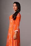 Megha Pitti Orange Sequins, Beads Round Neck Asymmetric Floral Print Dress Online at Aza Fashions Megha Pitti_Orange Sequins, Beads Round Neck Asymmetric Floral Print Dress _Online_at_Aza_Fashions