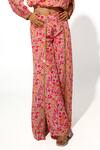 Megha Pitti_Pink Double Georgette Printed Floral Boat Blossom Top With Pant _Online_at_Aza_Fashions