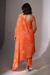 Shop_Megha Pitti_Orange Crepe And Silk Print Floral Flower Tunic With Pant _at_Aza_Fashions