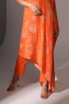 Megha Pitti_Orange Crepe And Silk Print Floral Flower Tunic With Pant _Online_at_Aza_Fashions