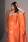 Buy_Megha Pitti_Orange Crepe And Silk Print Floral Flower Tunic With Pant _Online_at_Aza_Fashions