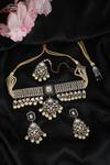 Shop_Auraa Trends_Green Beads, Diamonds Kundan Embellished Pendant Necklace Set_at_Aza_Fashions