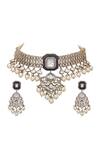 Auraa Trends_Green Beads, Diamonds Kundan Embellished Pendant Necklace Set_Online_at_Aza_Fashions
