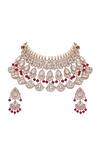 Shop_Auraa Trends_Pink Stones, Beads Embellished Choker Set _at_Aza_Fashions