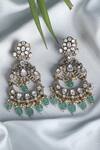 Auraa Trends_Green Crystals, Stones Kundan Embellished Chandbalis _Online_at_Aza_Fashions