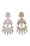 Shop_Auraa Trends_Green Crystals, Stones Kundan Embellished Chandbalis _at_Aza_Fashions