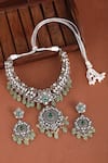 Auraa Trends_Green American Diamond Embellished Pendant Necklace Set _Online_at_Aza_Fashions