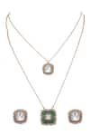 Buy_Auraa Trends_Green Kundan Embellished Layered Pendant Necklace Set _Online_at_Aza_Fashions