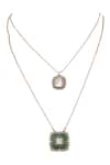 Shop_Auraa Trends_Green Kundan Embellished Layered Pendant Necklace Set _Online_at_Aza_Fashions