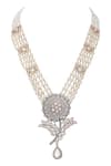 Shop_Auraa Trends_White Stones Floral Carved Pendant Necklace Set _Online_at_Aza_Fashions